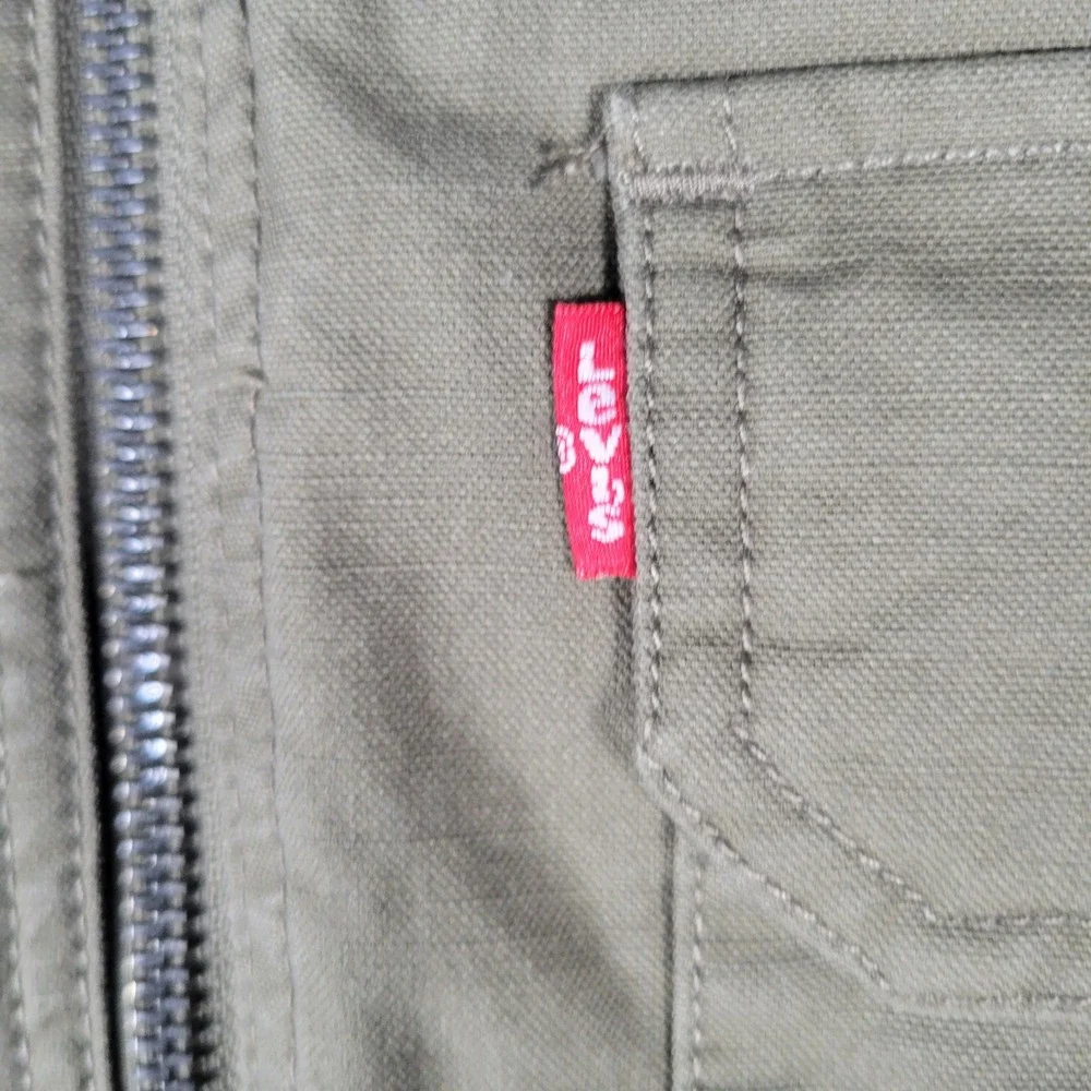 Levi Strauss & Co. Field Jacket‎ Men XXL Olive Green Hooded Zip Utility LM6RC421